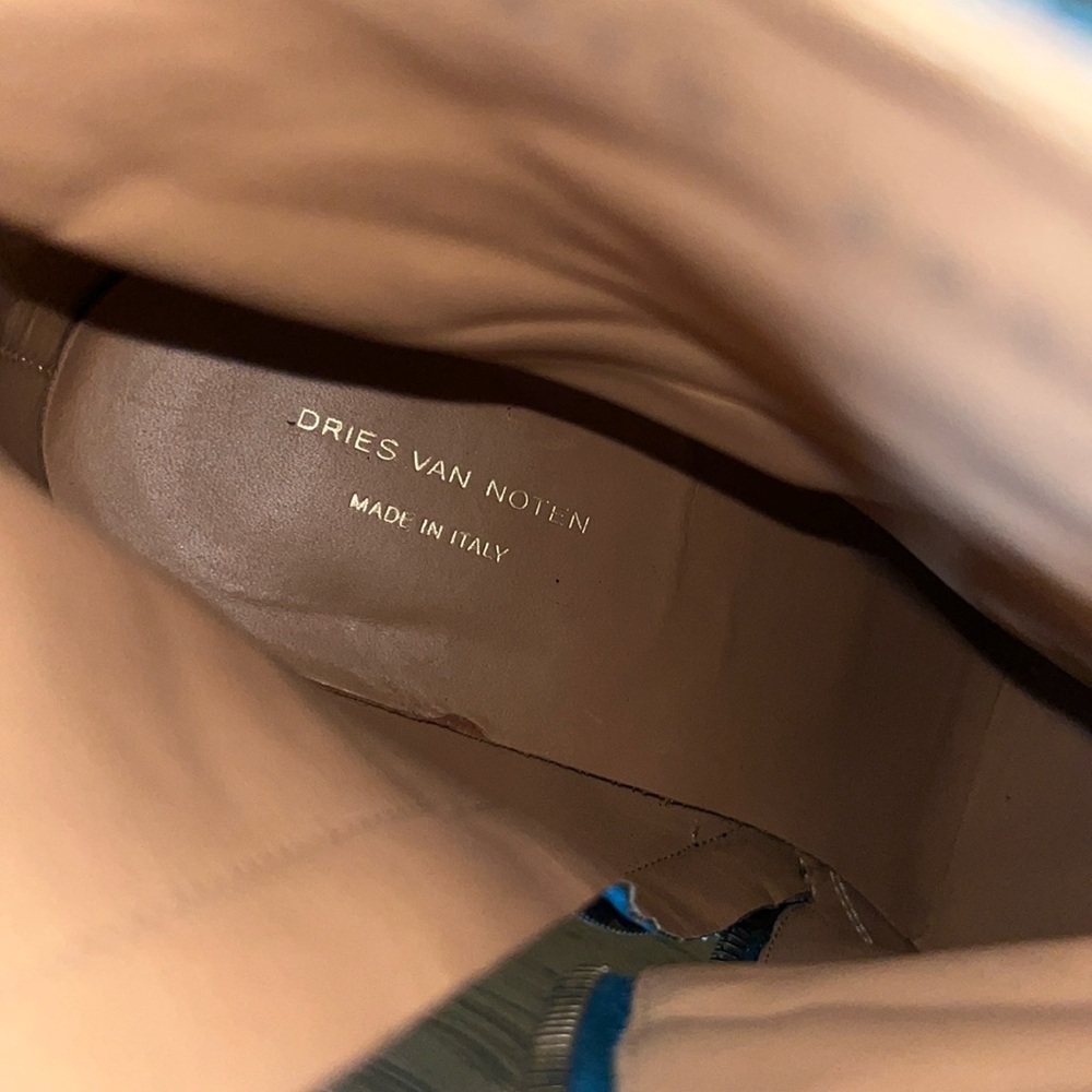 Dries Van Noten Ikat Glitter Block Heel Bootie Boots - Picture 10 of 16